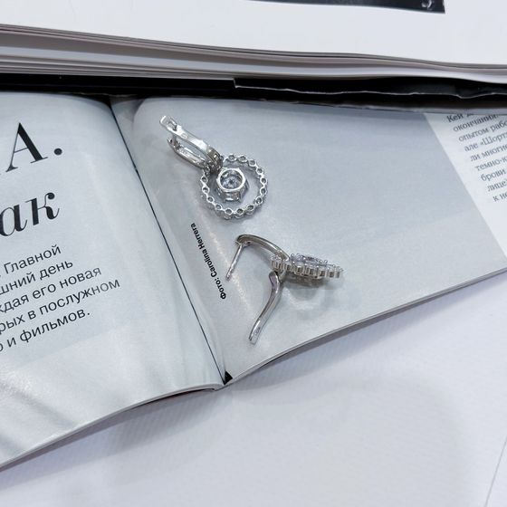 Серебряные серьги с фианитами Серебряные серьги с фианитами