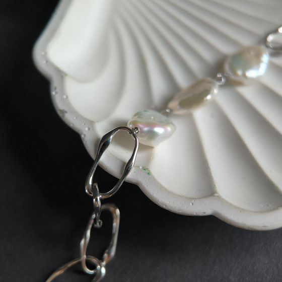 Серебряный браслет с жемчугом барочным Серебряный браслет с жемчугом барочным