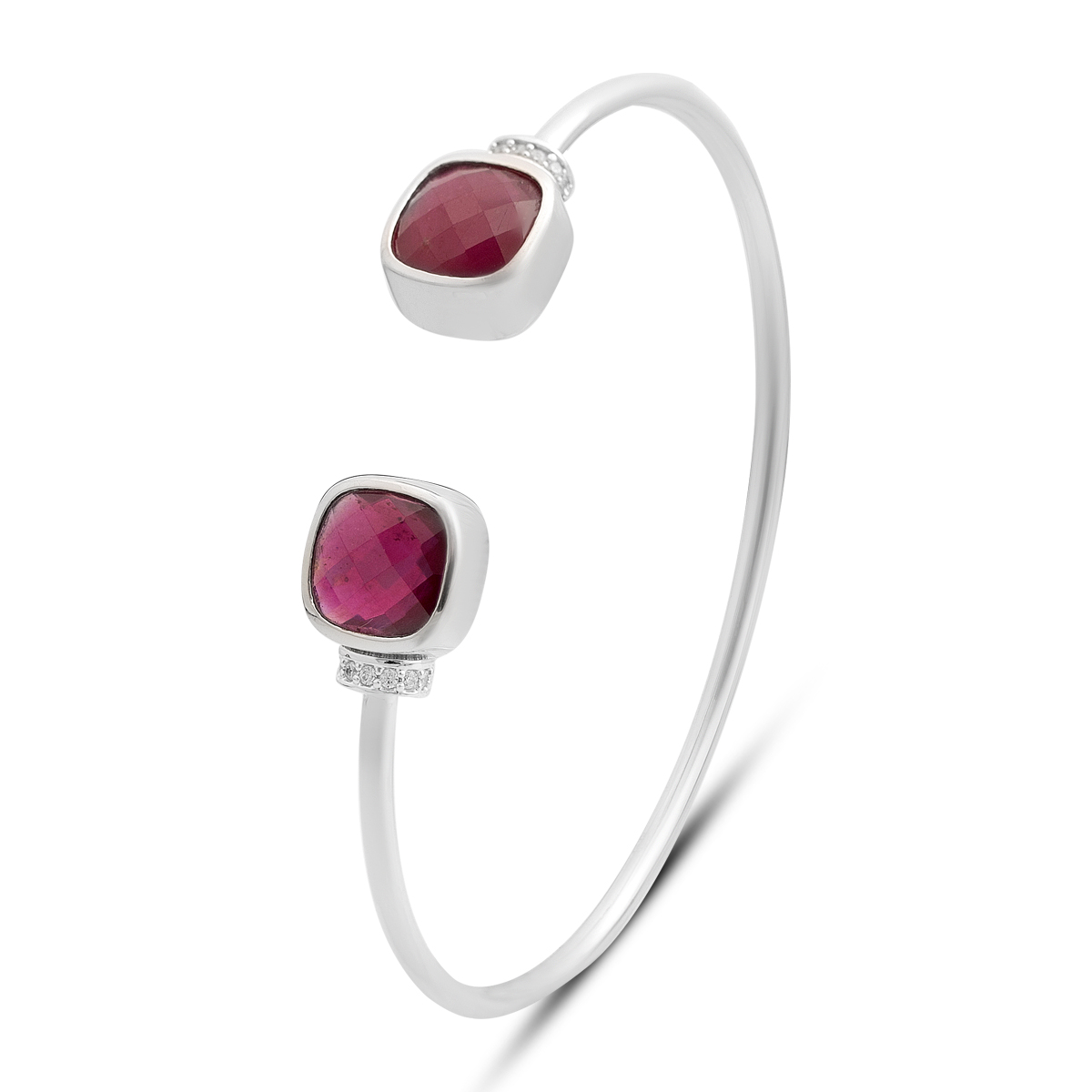Серебряный браслет с рубином 9.699ct, фианитами