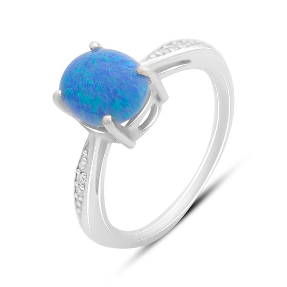 Серебряное кольцо с опалом 1.178ct, фианитами