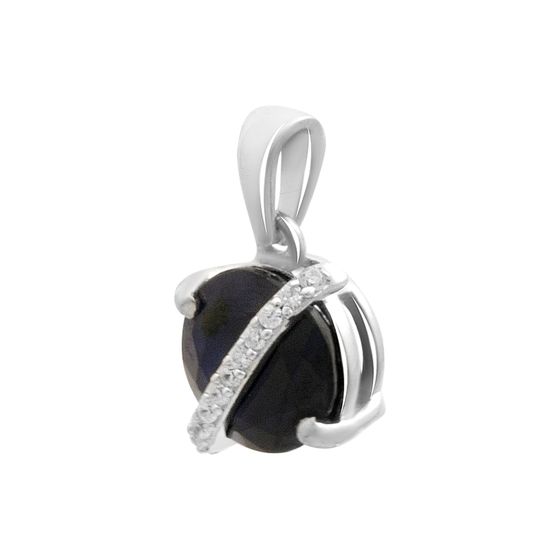 Серебряная подвеска с сапфиром 2.599ct, фианитами