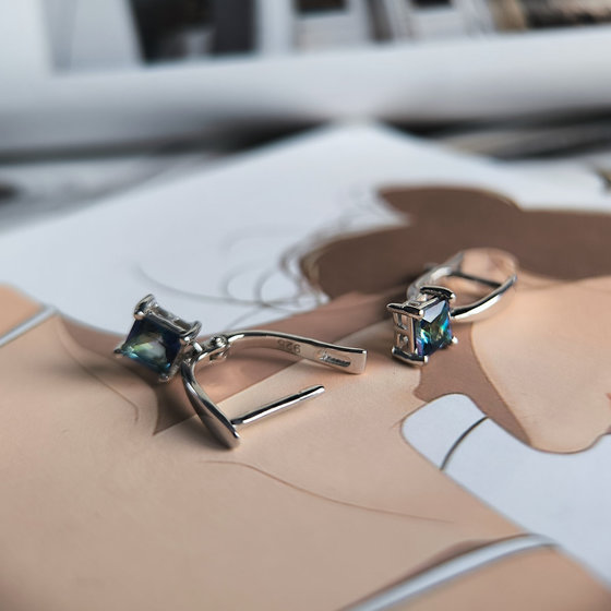 Серебряные серьги с мистик топазом 1ct