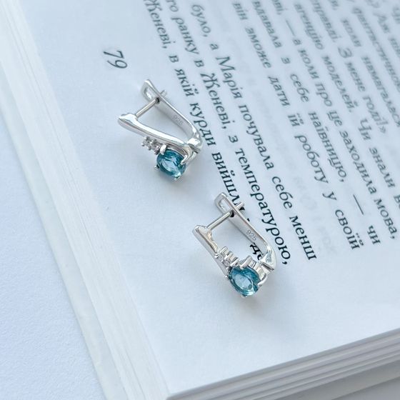 Серебряные серьги с топазом Лондон Блю 0.744ct