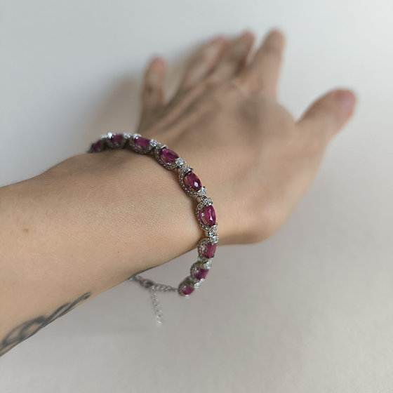 Серебряный браслет с рубином 13.66ct