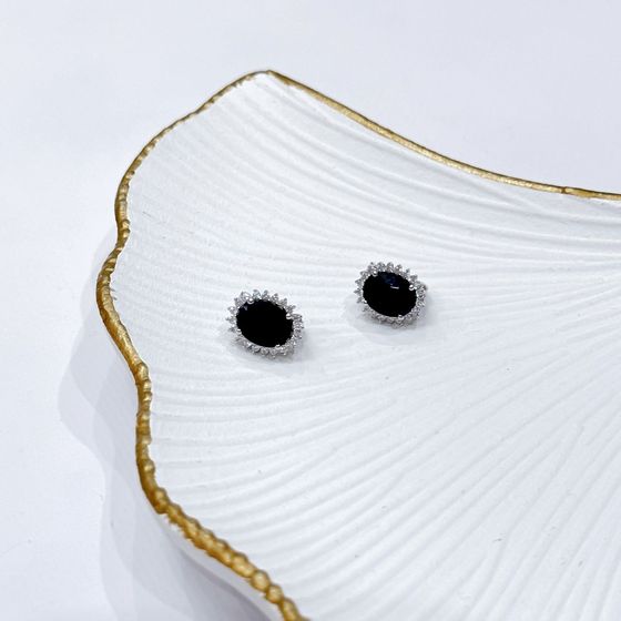 Серебряные серьги с сапфиром 7.199ct, фианитами