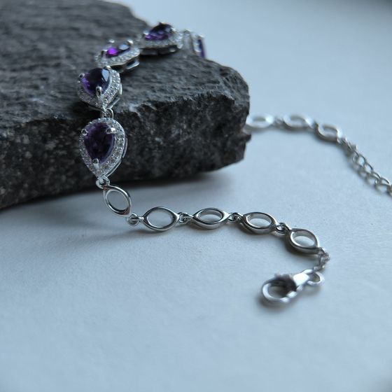 Серебряный браслет с аметистом 4.2ct