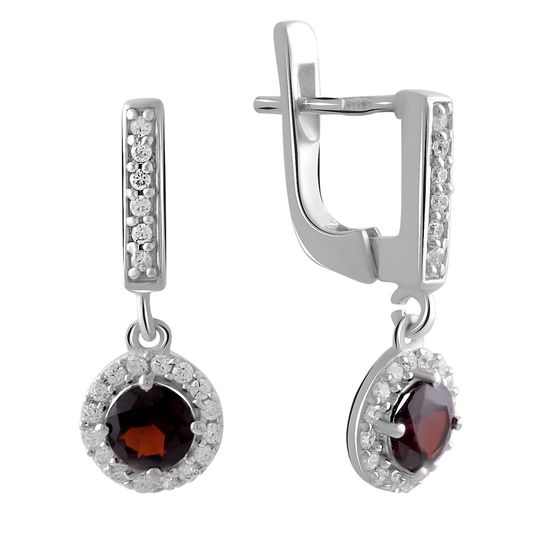 Серебряные серьги с гранатом 1.74ct