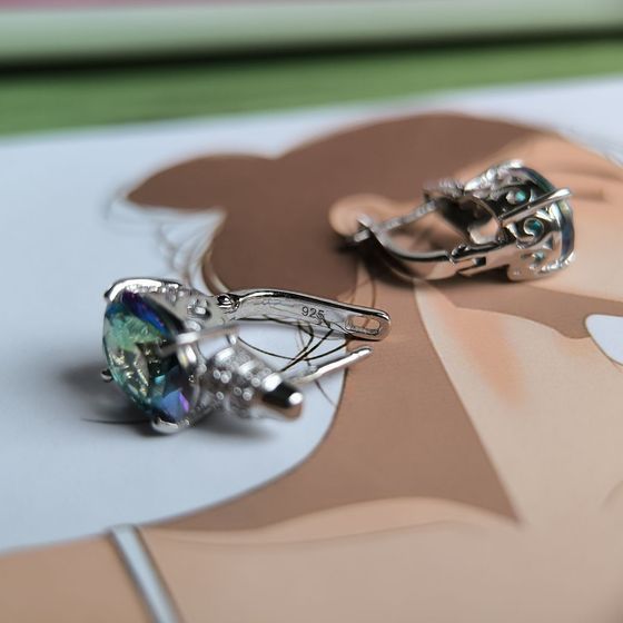 Серебряные серьги с мистик топазом 6.913ct