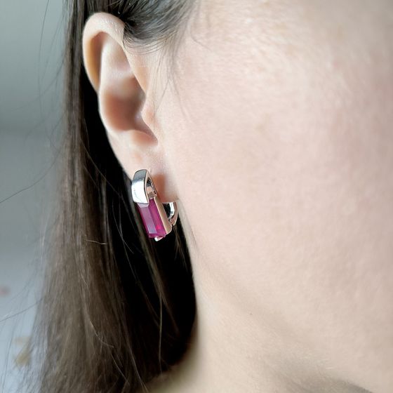 Серебряные серьги с рубином 3.844ct