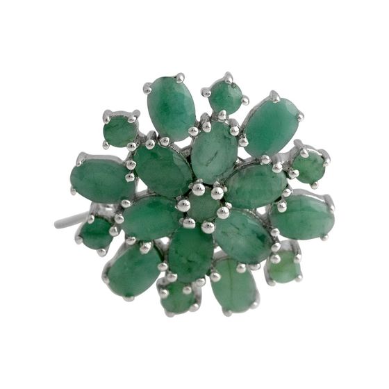 Серебряная брошка с изумрудом 5.885ct