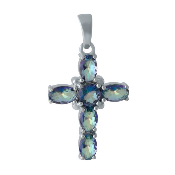 Серебряный крестик с мистик топазом