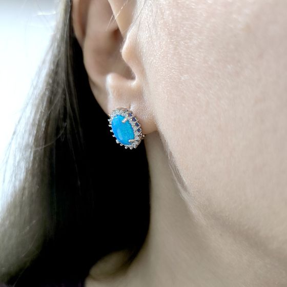 Серебряные серьги с опалом 2.533ct, фианитами