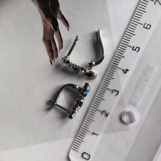 Серебряные серьги с сапфиром nano 1.45ct