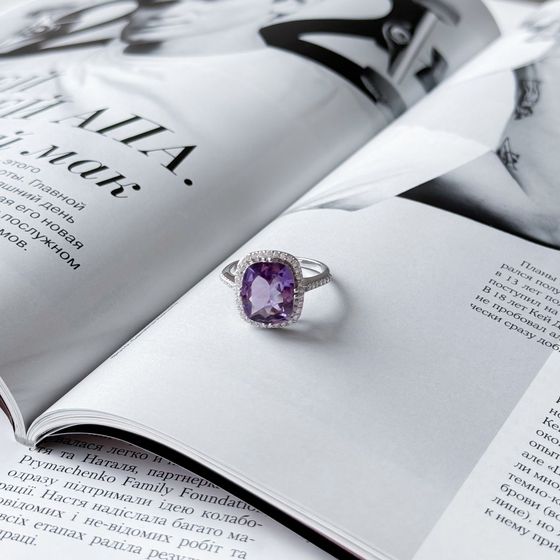 Серебряное кольцо с аметистом 5.507ct