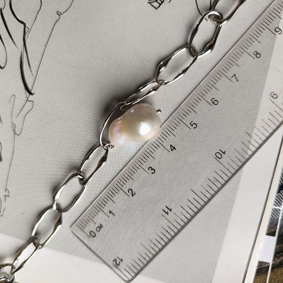 Серебряный браслет с жемчугом барочным