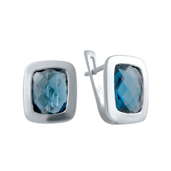 Серебряные серьги с топазом Лондон Блю 4.78ct