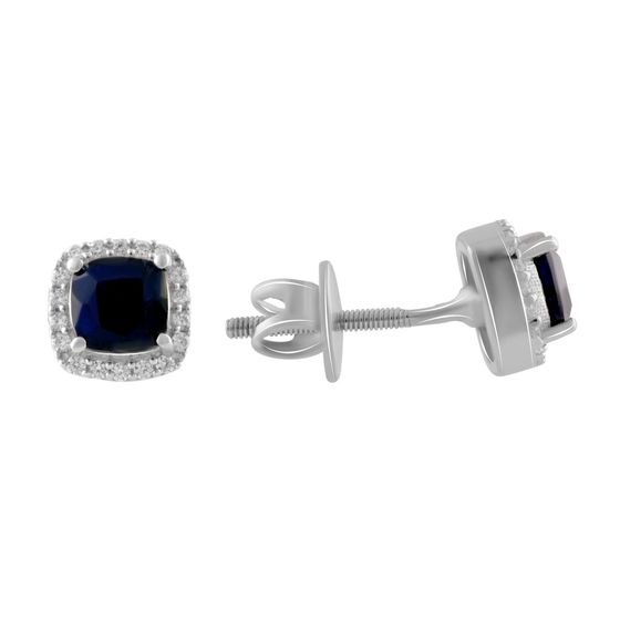 Серебряные серьги с сапфиром 1.684ct, фианитами