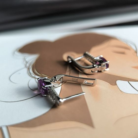 Серебряные серьги с александритом 2.55ct