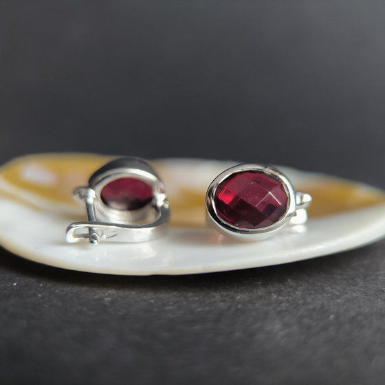 Серебряные серьги с гранатом nano 4.33ct