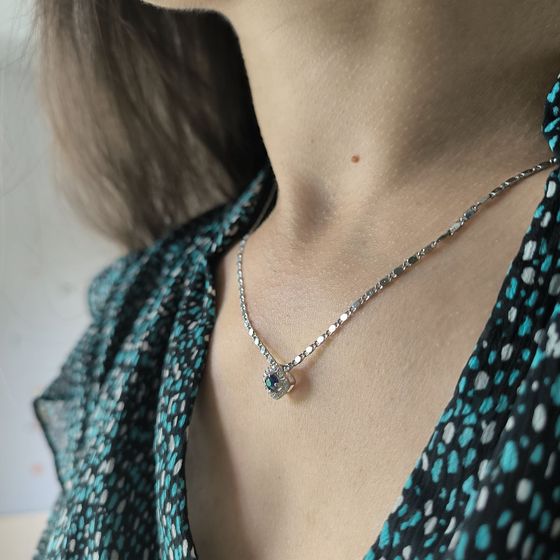 Серебряная подвеска с сапфиром 0.48ct, фианитами