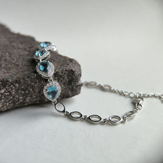 Серебряный браслет с топазом Лондон Блю