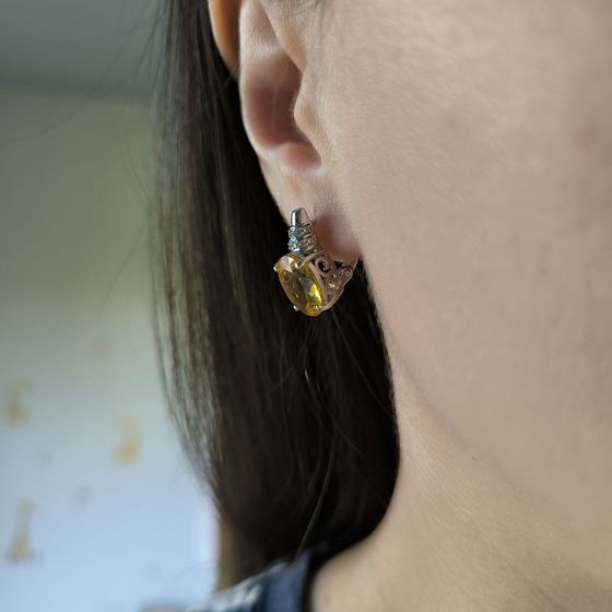 Серебряные серьги с цитрином nano 8.005ct
