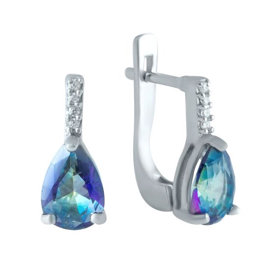 Серебряные серьги с мистик топазом 2.603ct