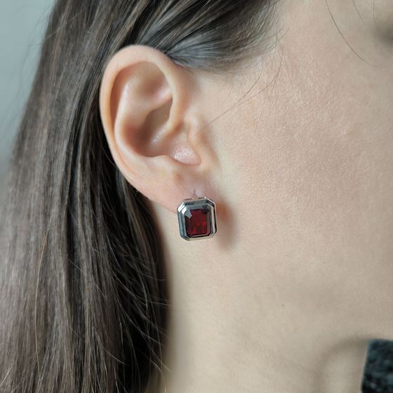 Серебряные серьги с гранатом 5.48ct