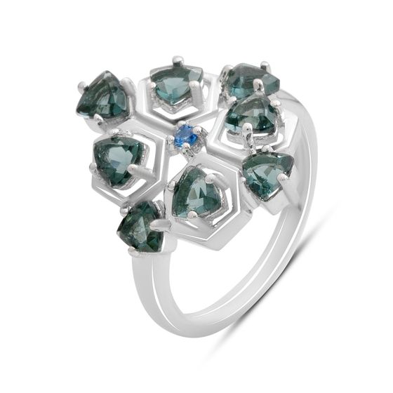 Серебряное кольцо с топазом Лондон Блю 1.728ct, топазом