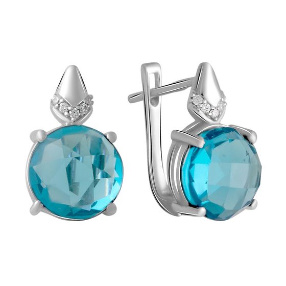 Серебряные серьги с топазом Лондон Блю 5.91ct