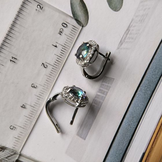 Серебряные серьги с мистик топазом 4.666ct