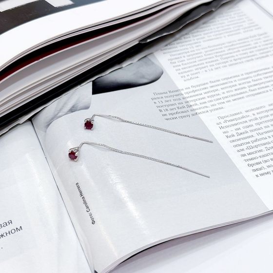 Серебряные серьги с рубином 0.797ct