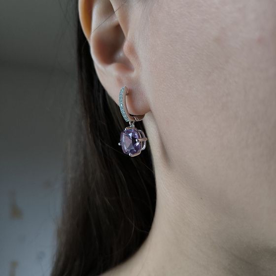 Серебряные серьги с аметистом 7.85ct