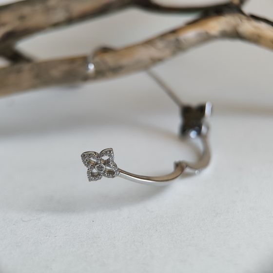 Серебряный браслет с ониксом, фианитами