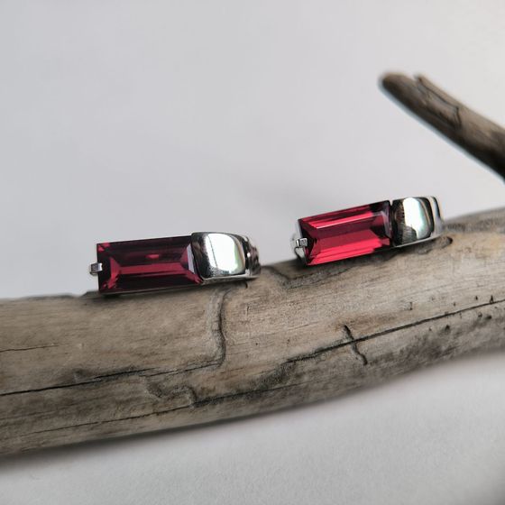 Серебряные серьги с гранатом nano 4.351ct