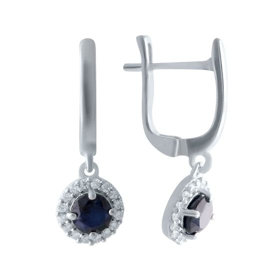 Серебряные серьги с сапфиром 1.966ct