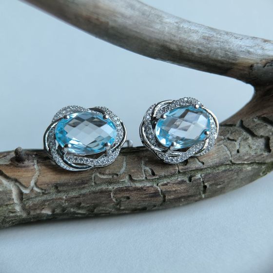 Серебряные серьги с топазом 13.403ct