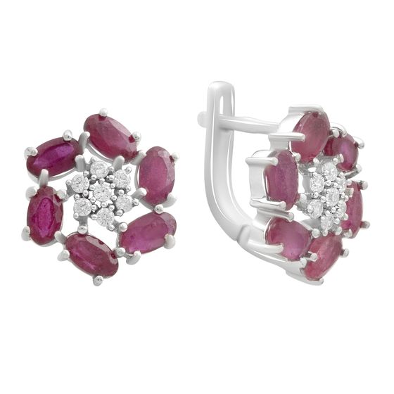Серебряные серьги с рубином 4.27ct