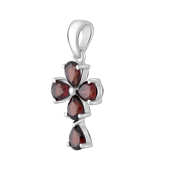 Серебряный крестик с гранатом 1.893ct