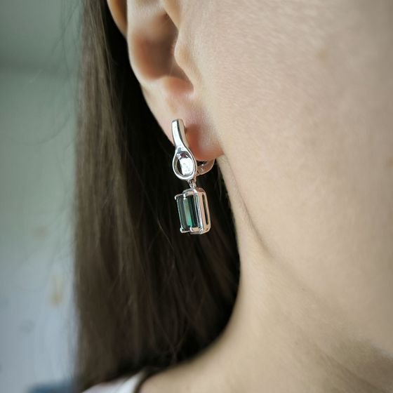 Серебряные серьги с топазом Лондон Блю 3.792ct