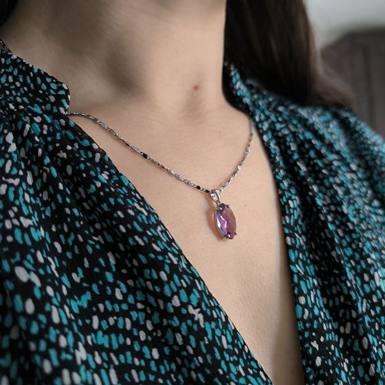 Серебряная подвеска с аметистом 4.617ct