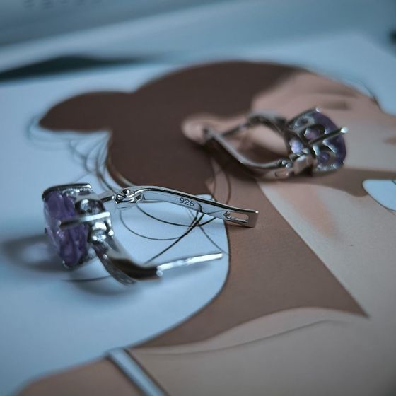 Серебряные серьги с аметистом 4.64ct