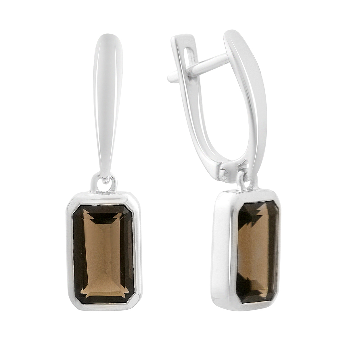 Серебряные серьги с раухтопазом (дымчатым кварцем) 3.62ct