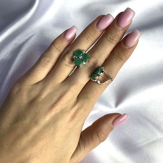 Серебряные серьги с изумрудом 6.845ct