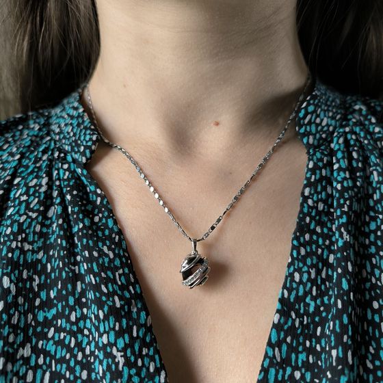 Серебряная подвеска с раухтопазом (дымчатым кварцем) 4.405ct, фианитами