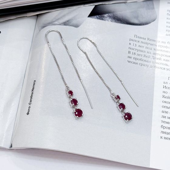 Серебряные серьги с рубином 2.503ct