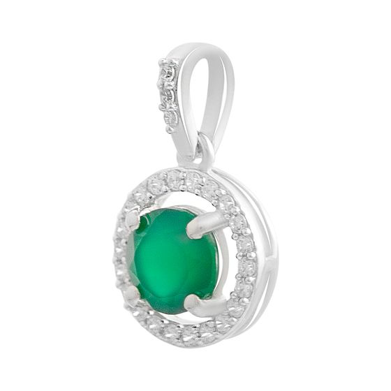 Серебряная подвеска с агатом 1.01ct, фианитами