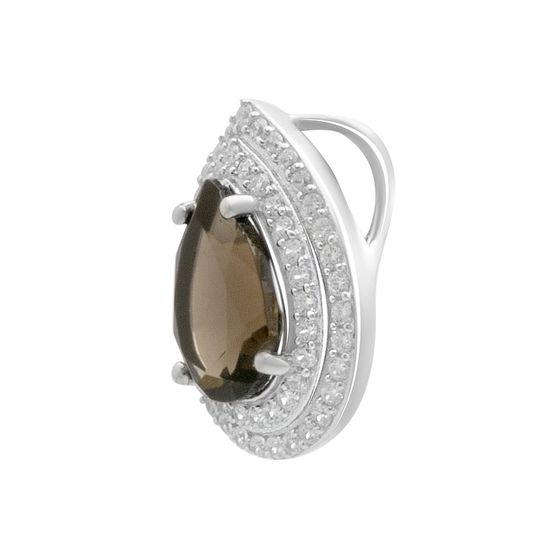 Серебряная подвеска с раухтопазом (дымчатым кварцем) 2.188ct, фианитами