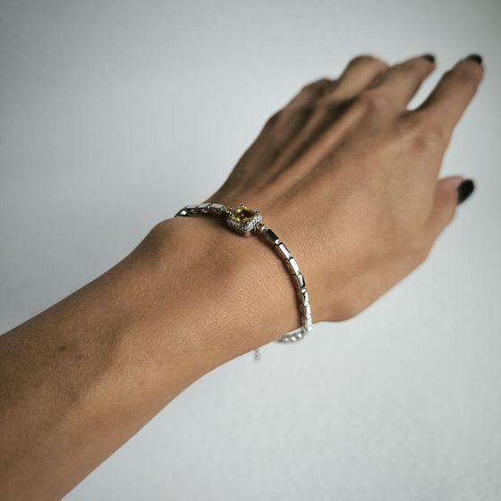 Серебряный браслет с цитрином nano 7.51ct