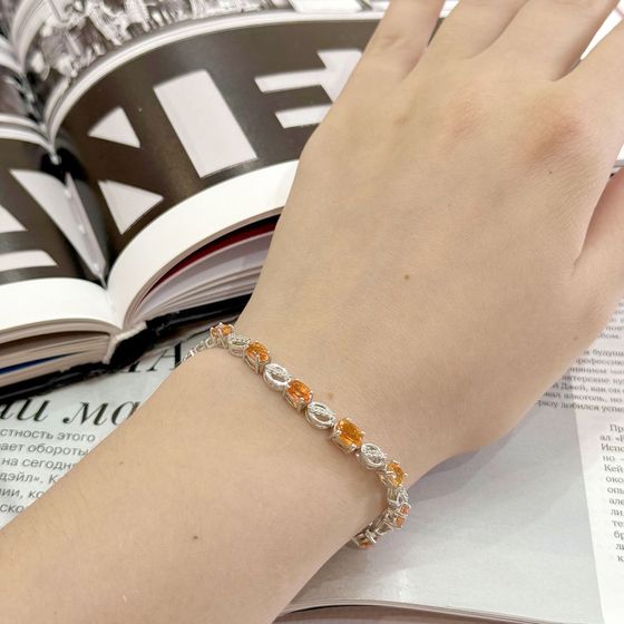 Серебряный браслет с золотим кварцем 3.46ct